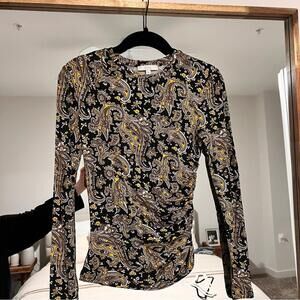 Joie black & yellow paisley top